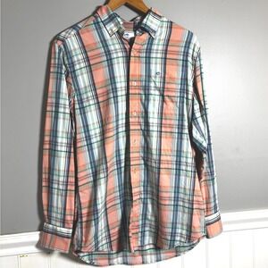 Southern Tide Men's Performance Plaid Button Up‎ Shirt Size S Coral Blue Green